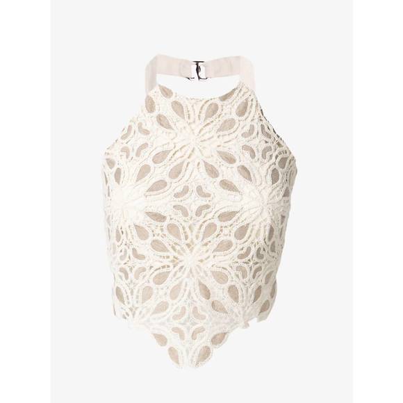 NEW JBQ siri lace macrame top in taupe